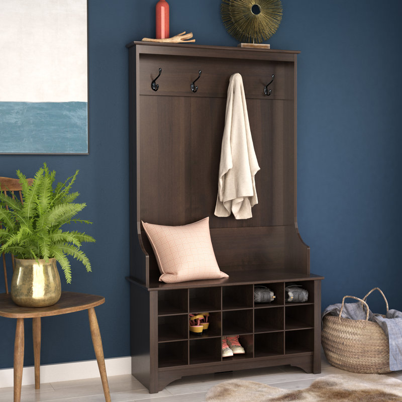 Charlton Home® Flatiron Hall Tree 38'' Wide with Bench and Shoe Storage